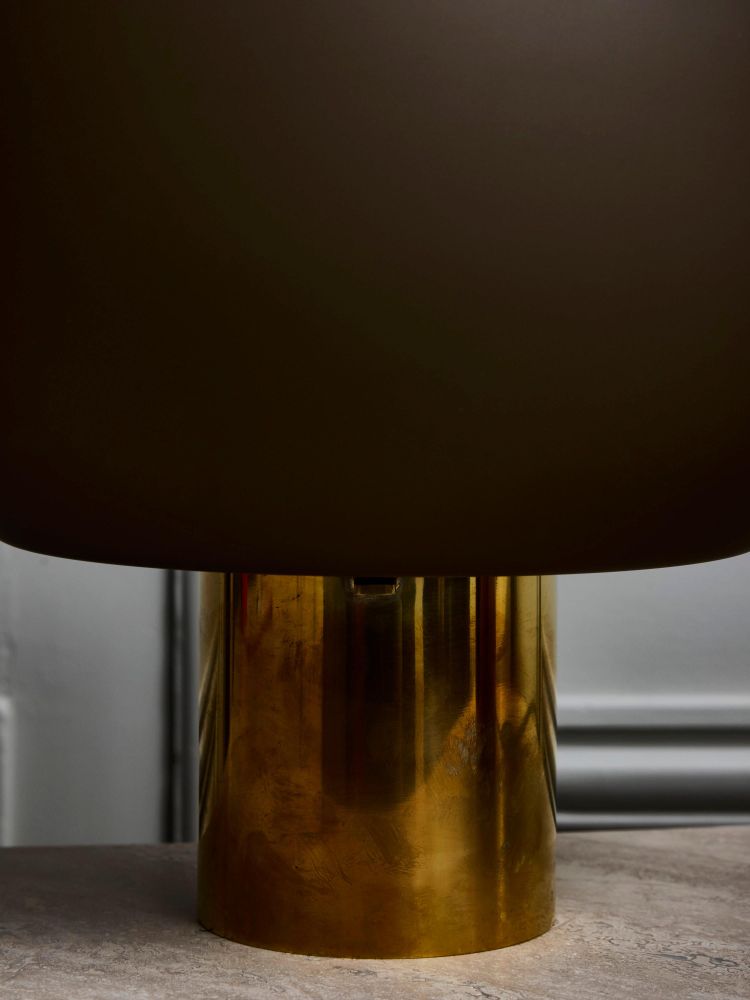 Pair of Dome table lamps in brass and grey glass