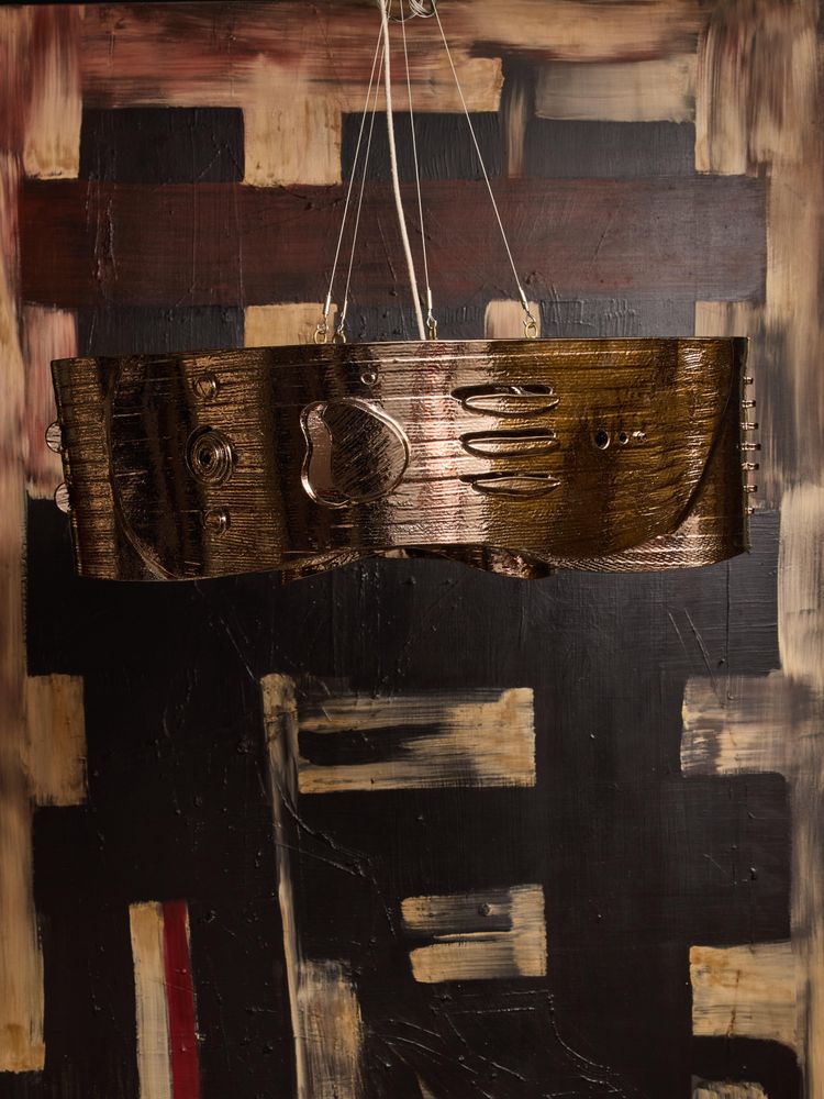 Curve chandelier by Olivia Cognet with silver glaze