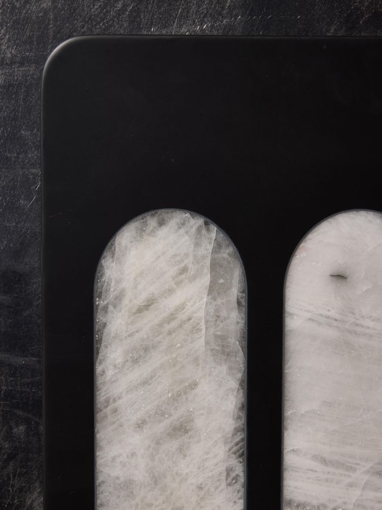 Crystal wall lights in slate and stone by Glustin Luminaires