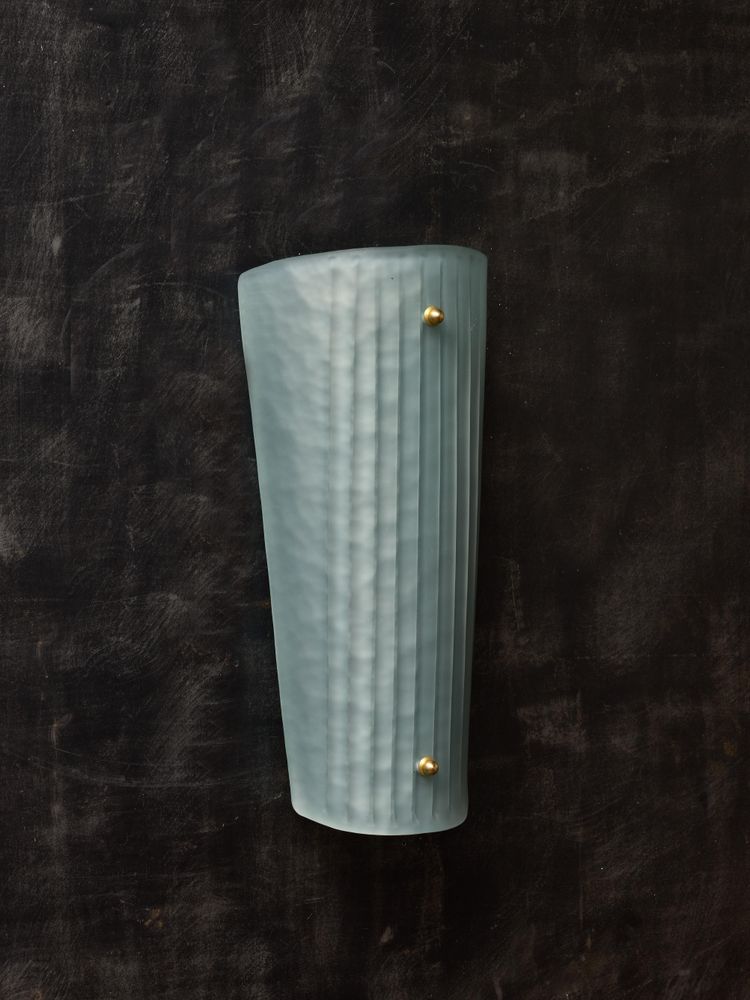 Teal Smoked Murano Glass Fluted Wall Sconces