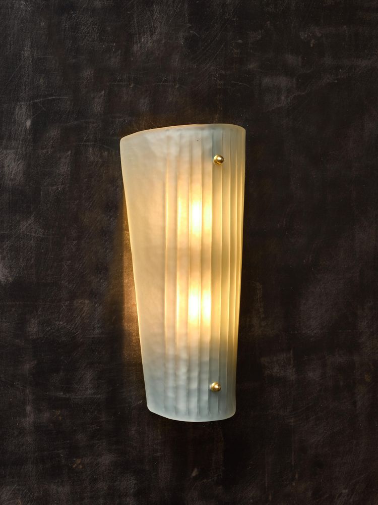Teal Smoked Murano Glass Fluted Wall Sconces