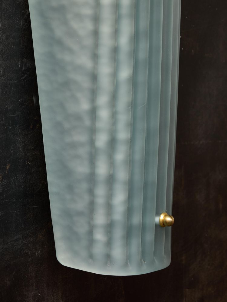 Teal Smoked Murano Glass Fluted Wall Sconces
