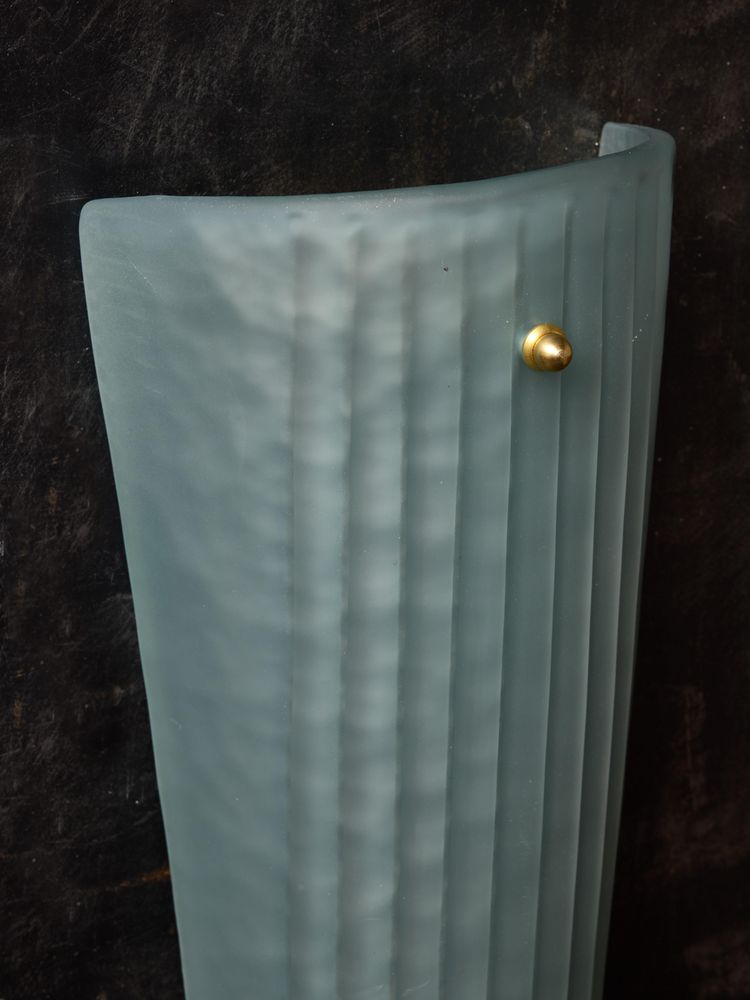 Teal Smoked Murano Glass Fluted Wall Sconces