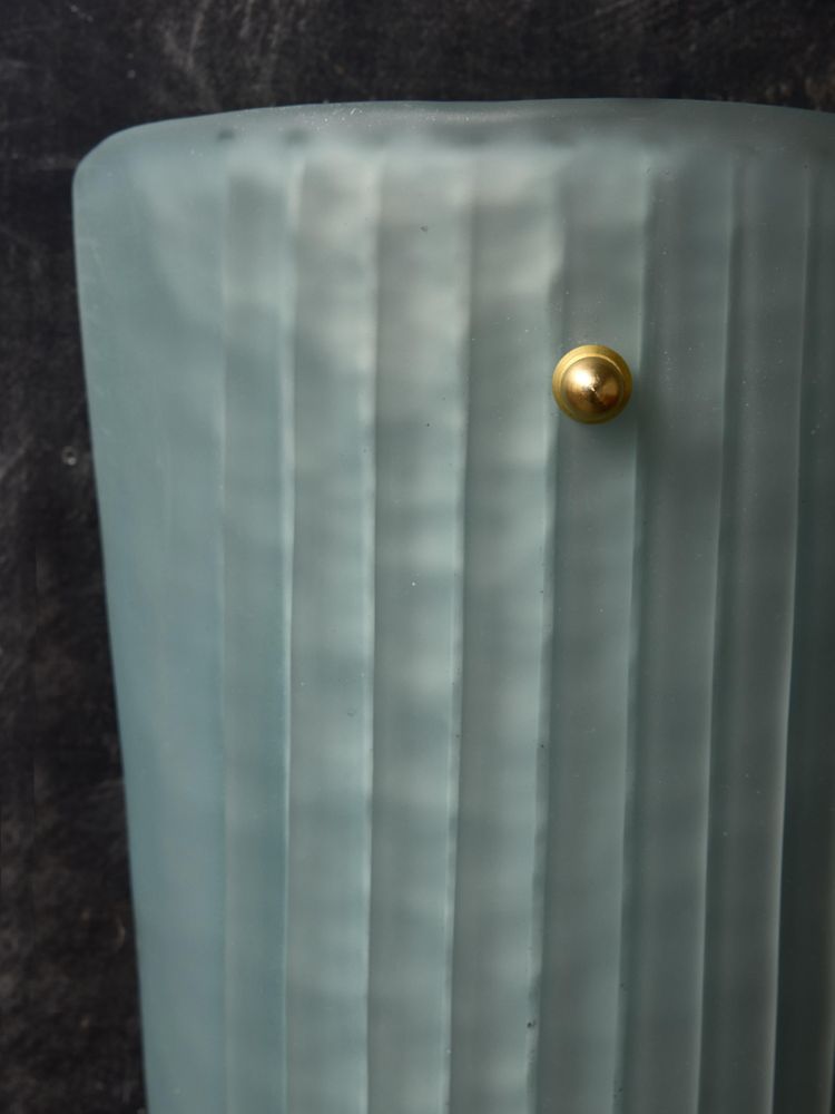 Teal Smoked Murano Glass Fluted Wall Sconces