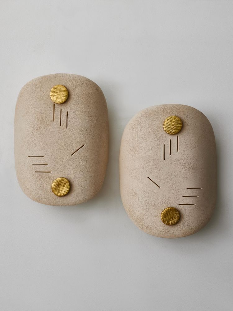 Earthenware Mask O wall lights by Françoise Bergaglia
