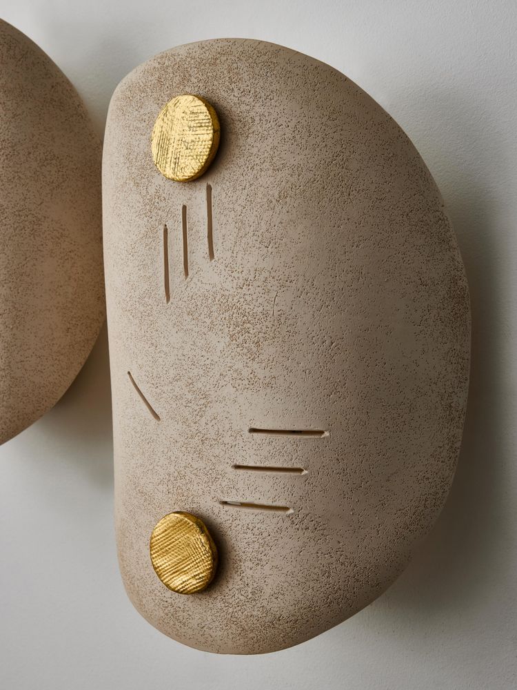 Earthenware Mask O wall lights by Françoise Bergaglia