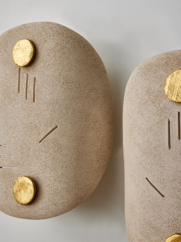 Earthenware Mask O wall lights by Françoise Bergaglia