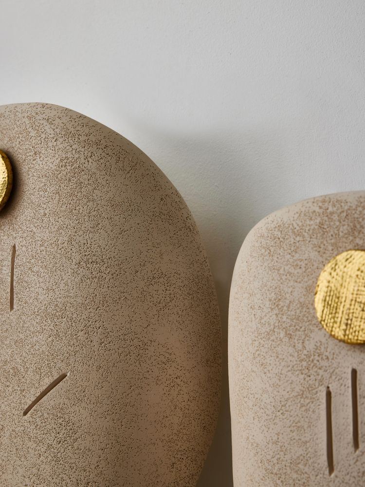 Earthenware Mask O wall lights by Françoise Bergaglia