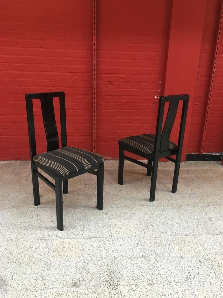 De Coene, 6 Stühle aus geschwärzter Eiche, ca. 1950/1960