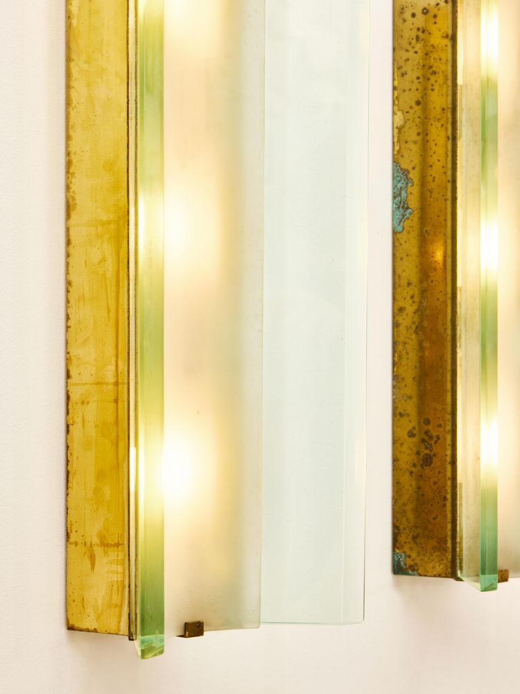 Pair of 2052 Fontana Arte wall lights by Max Ingrand