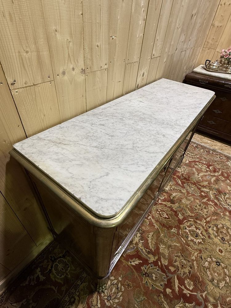 Credenza d'epoca restauro in mogano e filetti di ottone