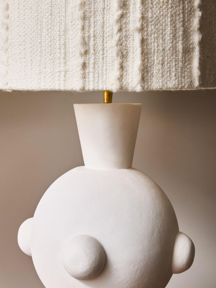 Pair of modern and sculptural plaster table lamps