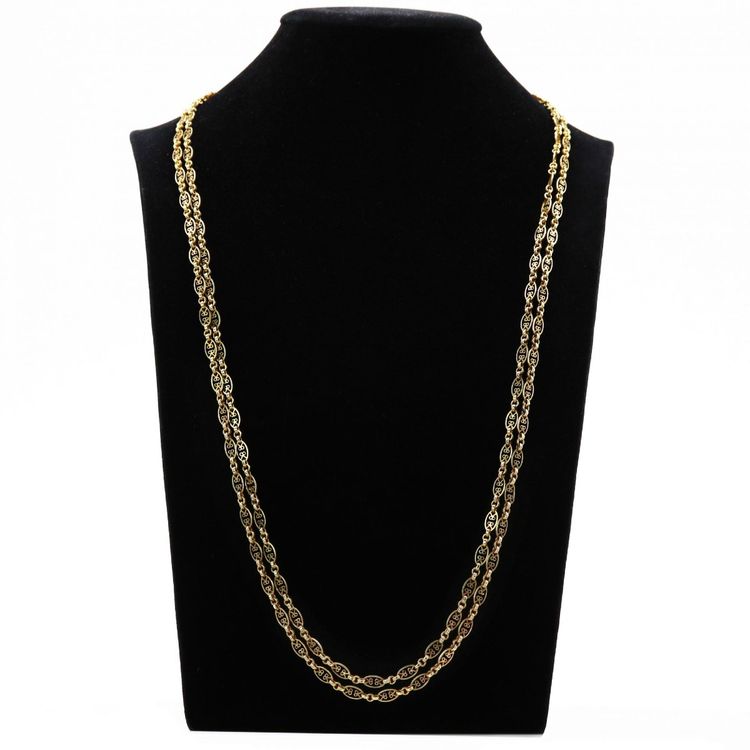 Antike Sautoir-Halskette aus Gelbgold