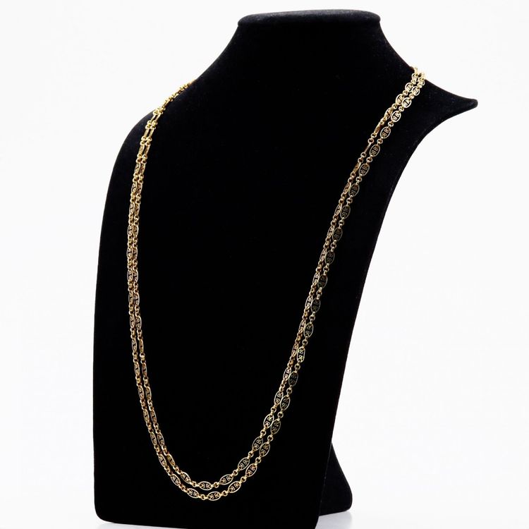 Antike Sautoir-Halskette aus Gelbgold