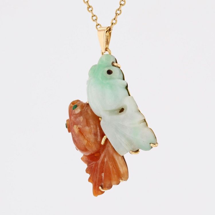 Pendentif jade carpes Koi