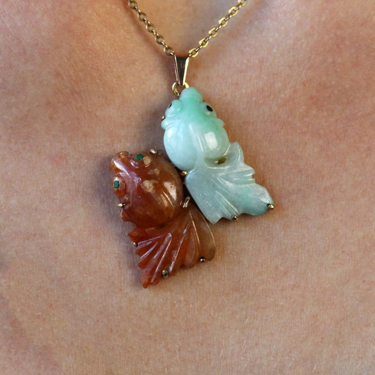 Pendentif jade carpes Koi