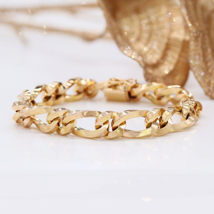 Bracelet or rose gourmette alternée