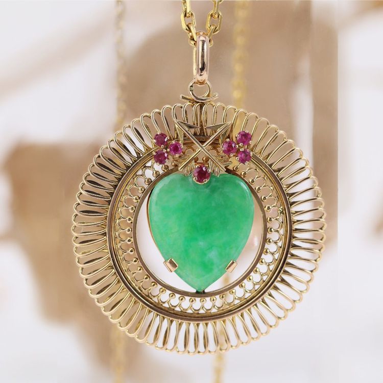 Pendentif or jaune jade cœur