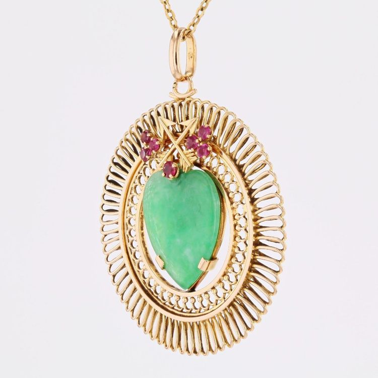 Pendentif or jaune jade cœur