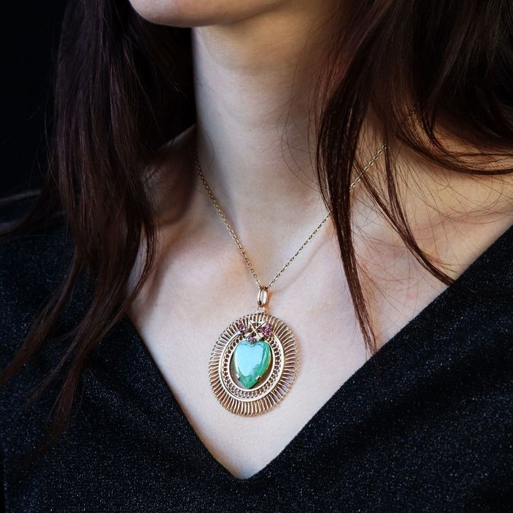 Pendentif or jaune jade cœur