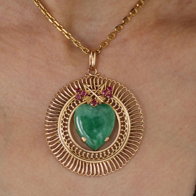 Pendentif or jaune jade cœur