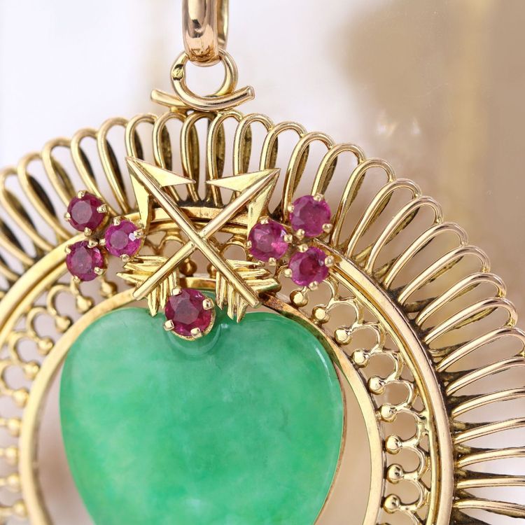 Pendentif or jaune jade cœur
