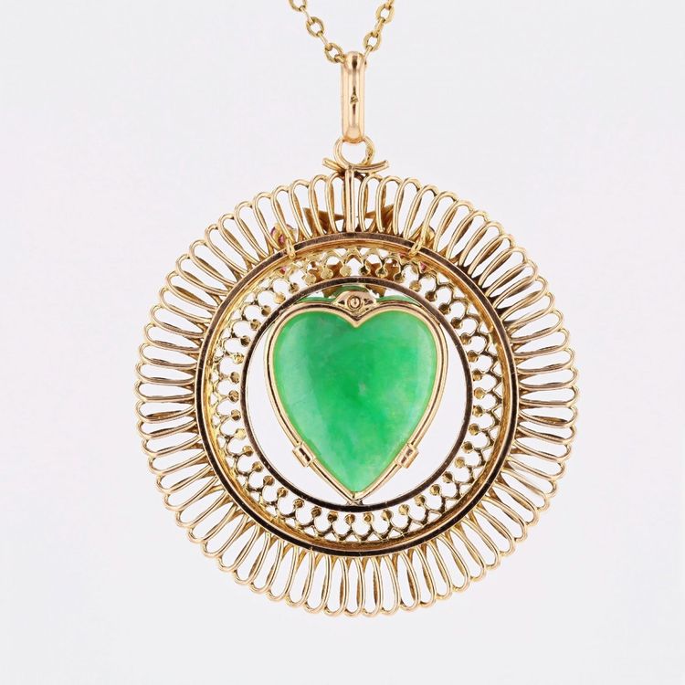 Pendentif or jaune jade cœur