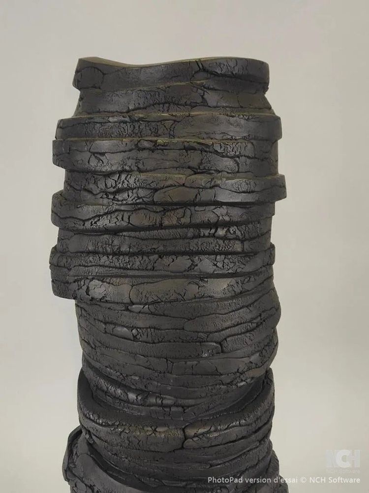 Gilles CAFFIER (1963) large textured ceramic vase, signed and dated