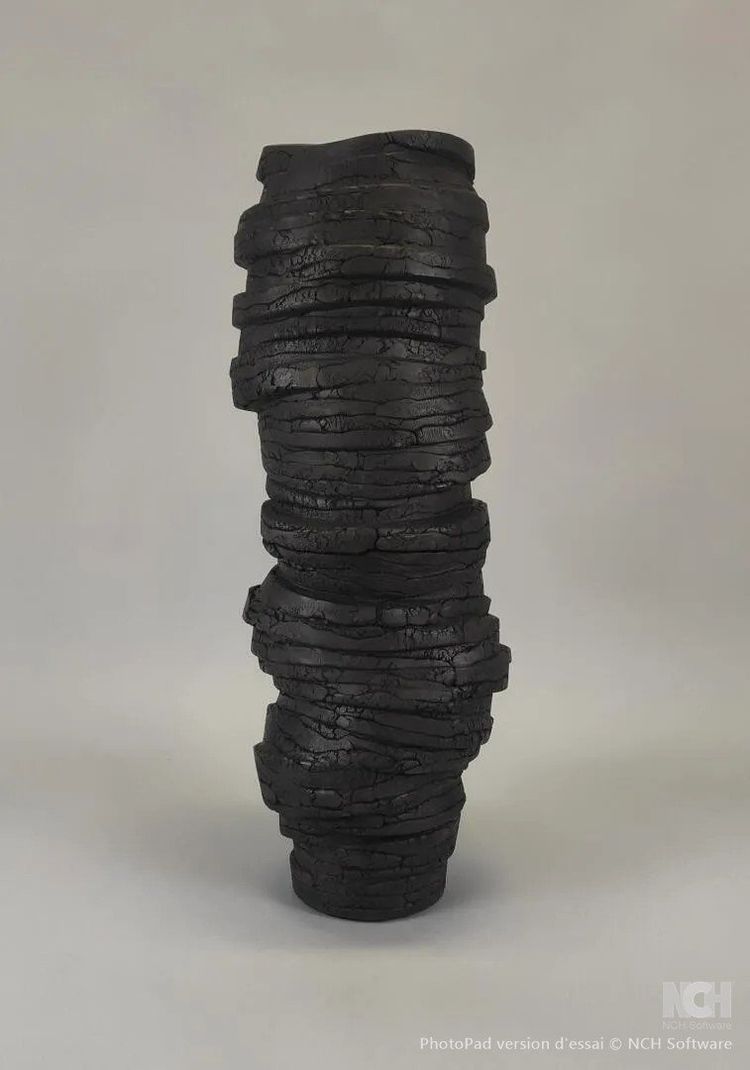 Gilles CAFFIER (1963) large textured ceramic vase, signed and dated