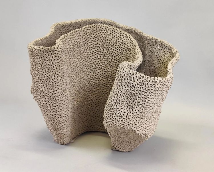 Gilles CAFFIER (1963) free-form ceramic vase, signed and dated