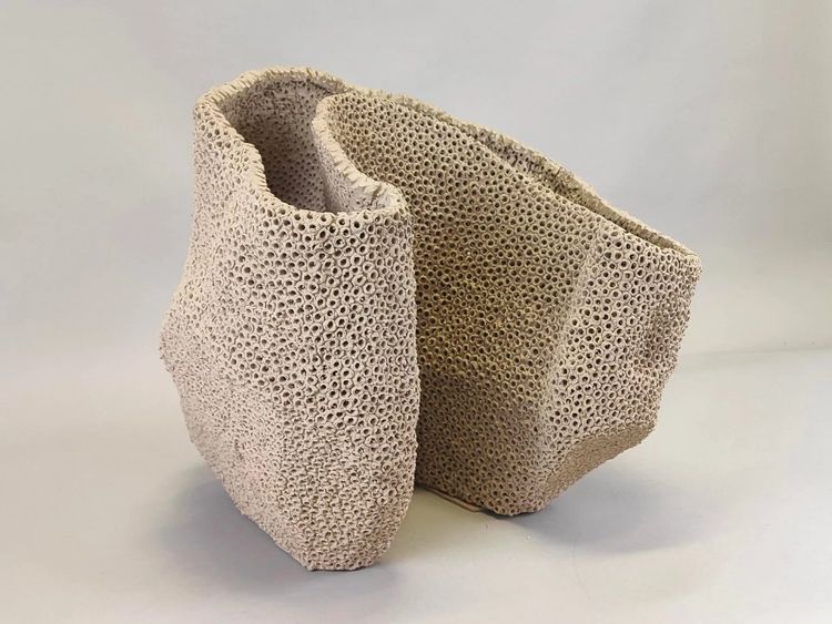 Gilles CAFFIER (1963) free-form ceramic vase, signed and dated