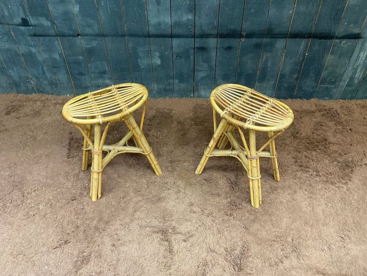 suite de 6 tabourets en bambou circa 1970