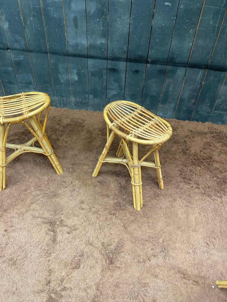 suite de 6 tabourets en bambou circa 1970