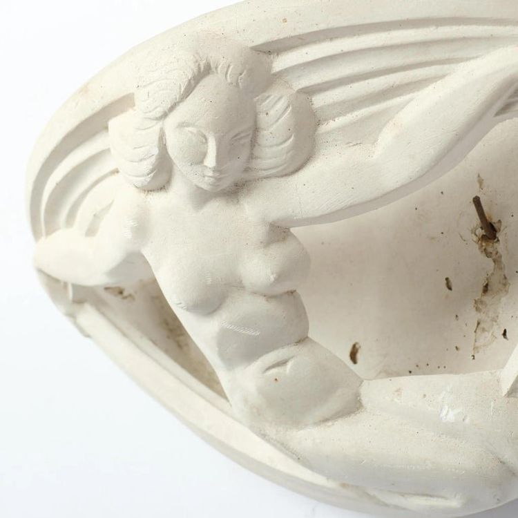 Art deco plaster wall lamp with naiad decoration circa 1930