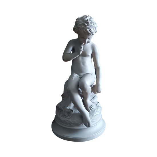 Sculpture called "threatening love" in 19th century porcelain biscuit