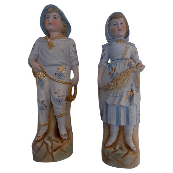 19th century porcelain biscuit statuettes