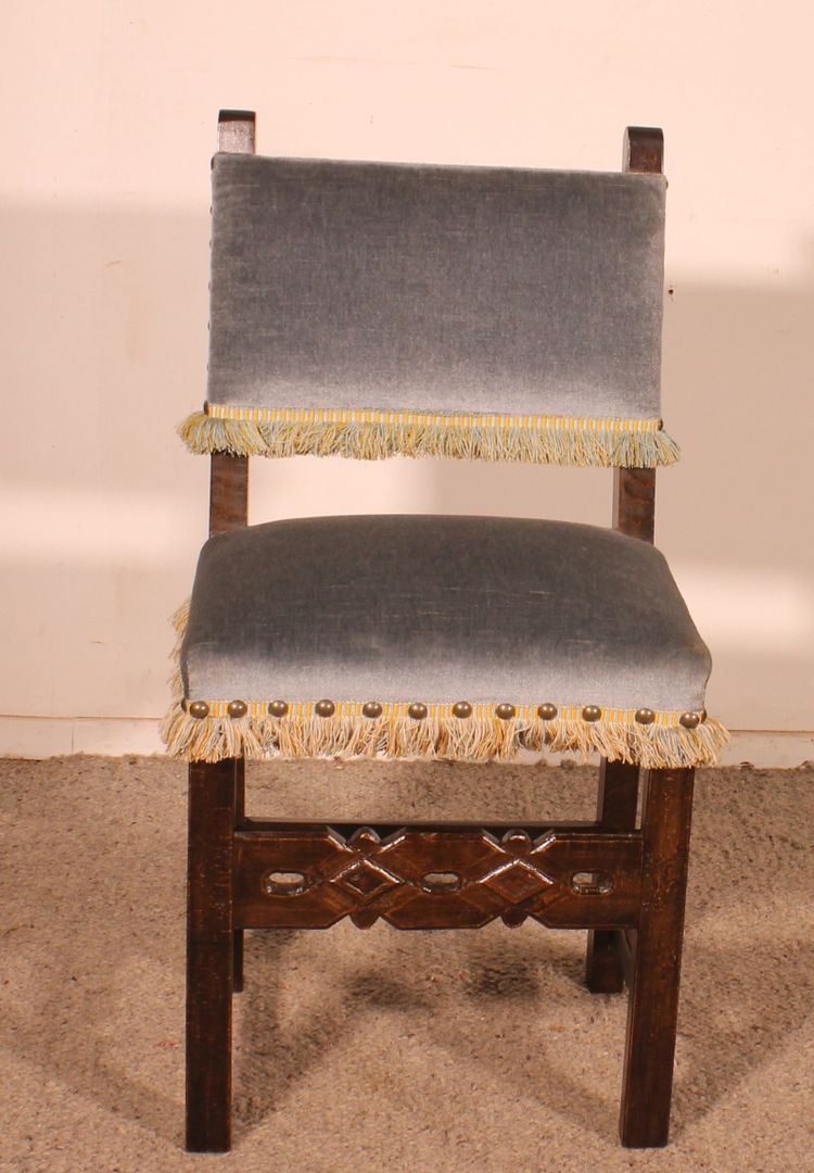 Set Of 12 Spanish Beechwood Chairs