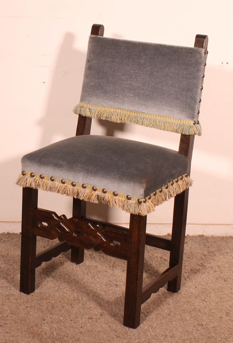 Set Of 12 Spanish Beechwood Chairs