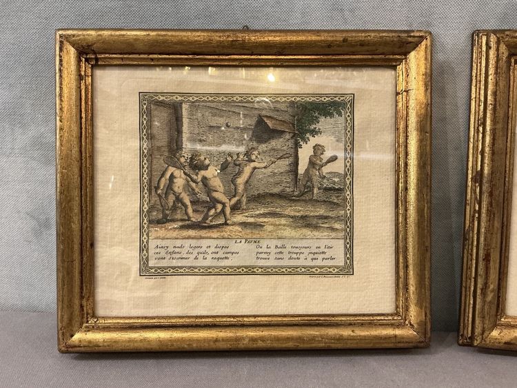 Paire de petites gravures d'époque 18 ème 