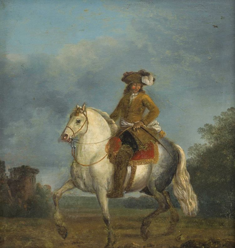 17th century Dutch school. Pair of portraits of horsemen on their mounts