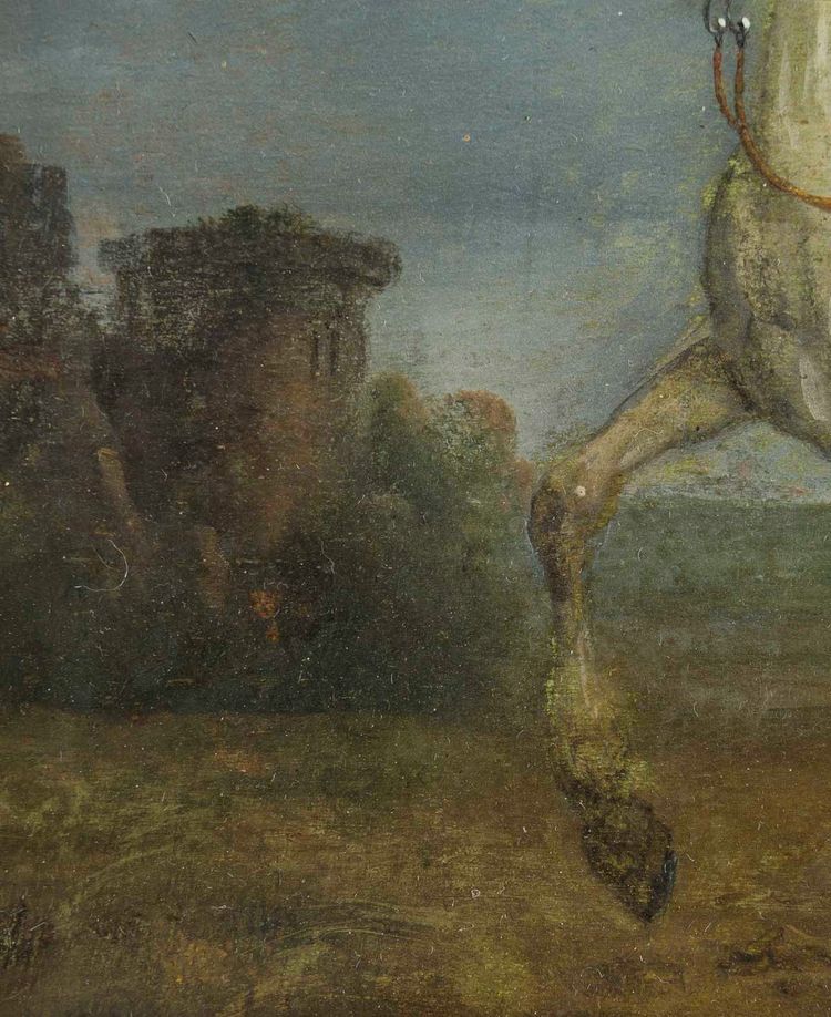 17th century Dutch school. Pair of portraits of horsemen on their mounts