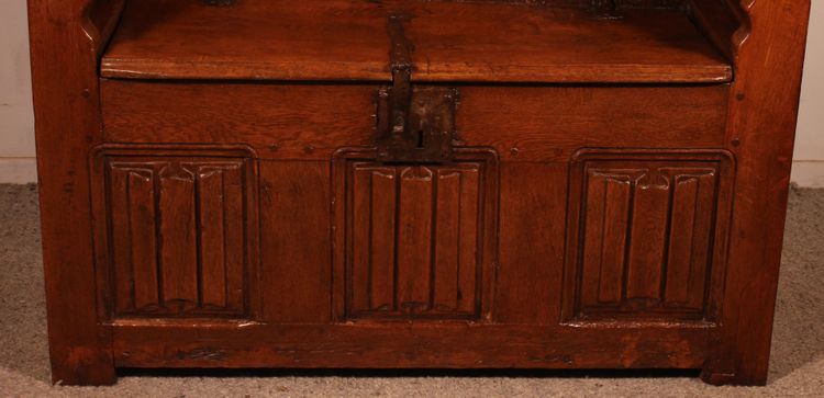 Oak Bench With Gothic Elements