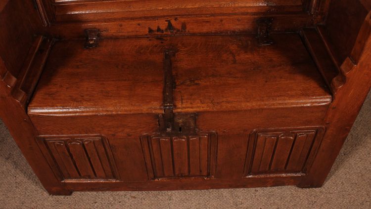 Oak Bench With Gothic Elements