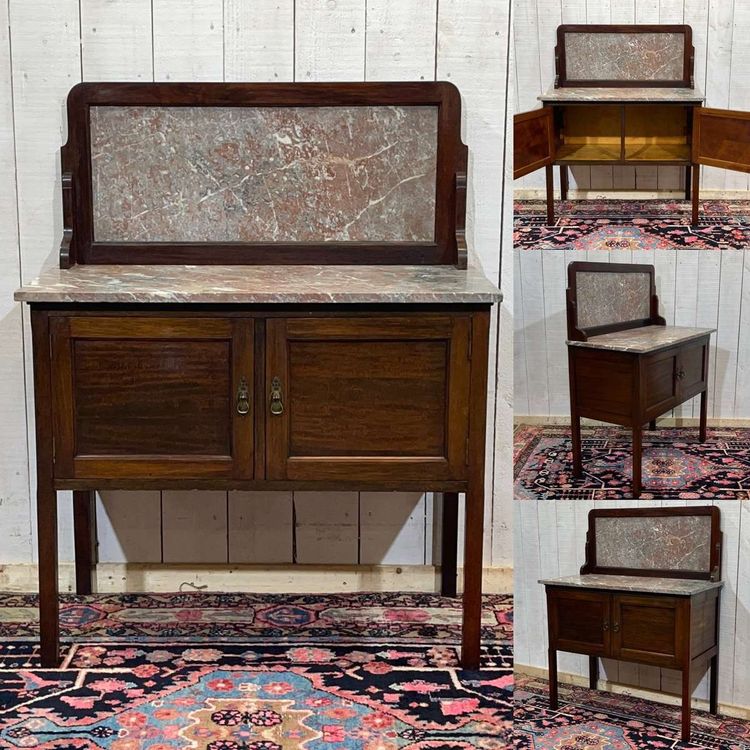 English mahogany and marble vanity, early 20th century