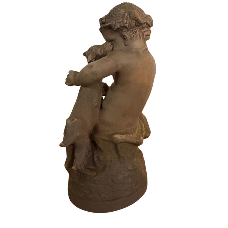Enfant à la chèvre – Sculpture en terre cuite signée Clodion, fin XIXᵉ siècle