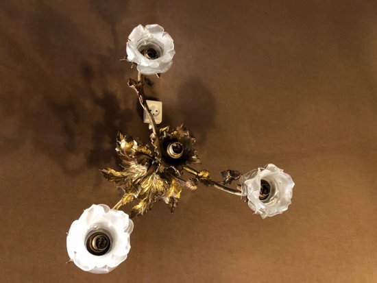 Chandelier - Ceiling light - Art Nouveau - Gilded bronze - About 1900