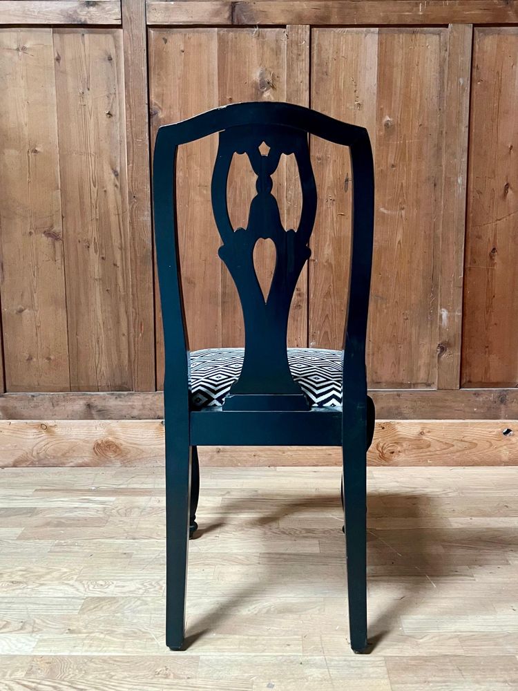 Set of 6 English Chippendale / Baroque black lacquered chairs - England - XIXth Century