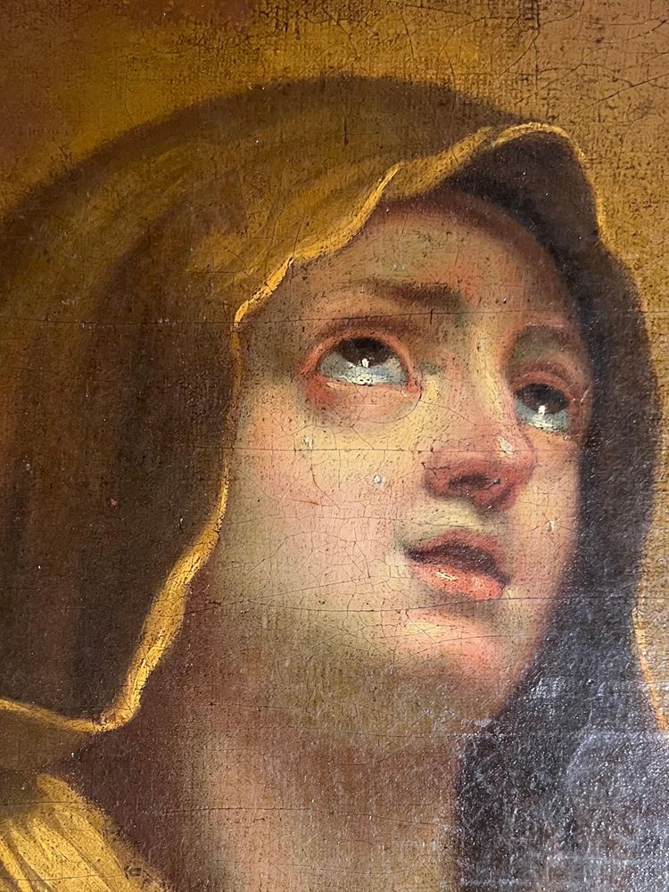 Guido Reni (After) - Huile sur toile - Portrait de la Vierge - École italienne 18e