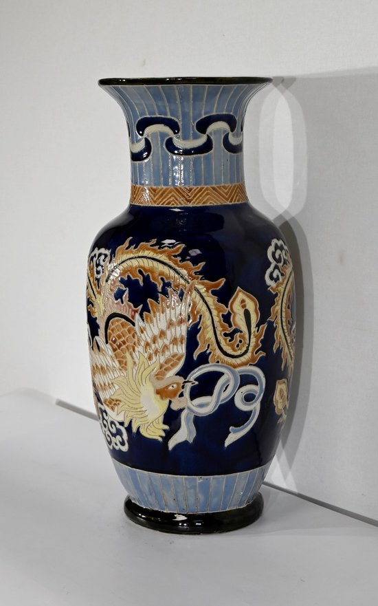 Importante vaso cinese in porcellana con decorazioni - XX secolo
