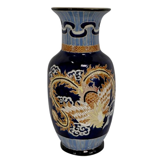 Importante vaso cinese in porcellana con decorazioni - XX secolo
